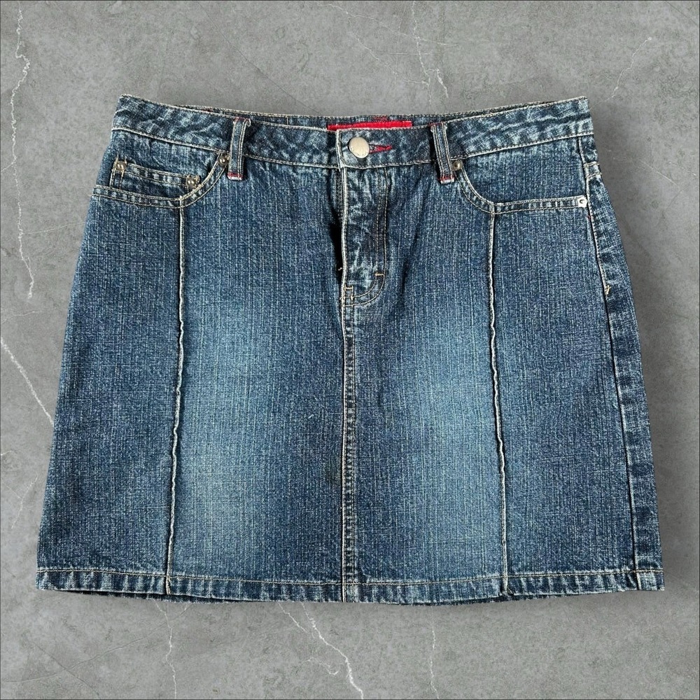 UNIONBAY Denim Mini Skirt Womens 3 Blue  Y2K Grunge Casual  2000s Alternative